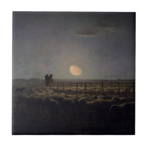 Jean-Francois Millet - Sheepfold, Moonlight 1860 Ceramic Tile