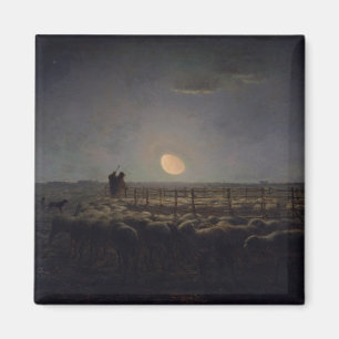 Jean-Francois Millet - Sheepfold, Moonlight 1860 Magnet