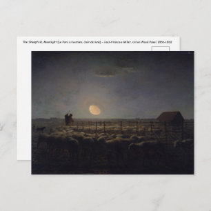 Jean-Francois Millet - Sheepfold, Moonlight 1860 Postcard