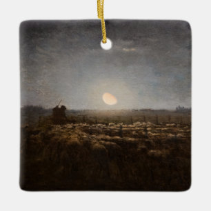Jean-Francois Millet - Sheepfold, Moonlight 1872 Ceramic Ornament