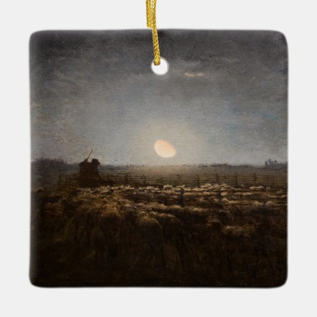 Jean-Francois Millet - Sheepfold, Moonlight 1872 Ceramic Ornament (Front)