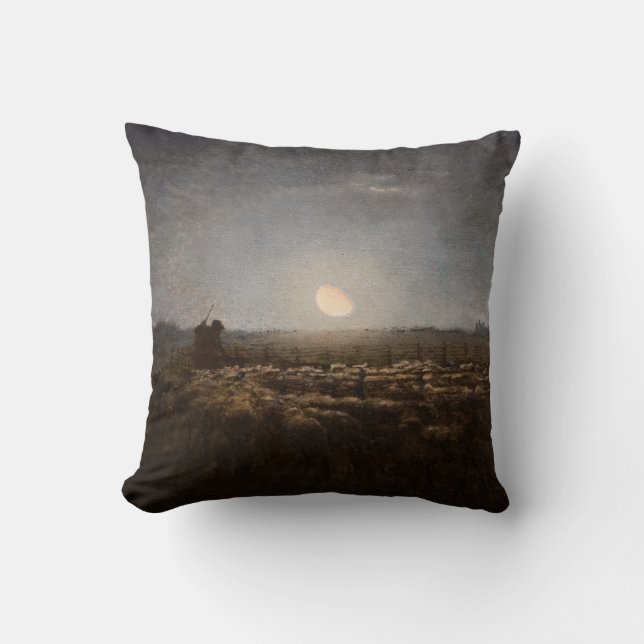 Jean-Francois Millet - Sheepfold, Moonlight 1872 Cushion (Front)