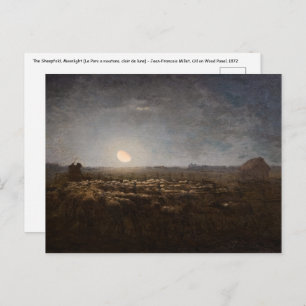 Jean-Francois Millet - Sheepfold, Moonlight 1872 Postcard
