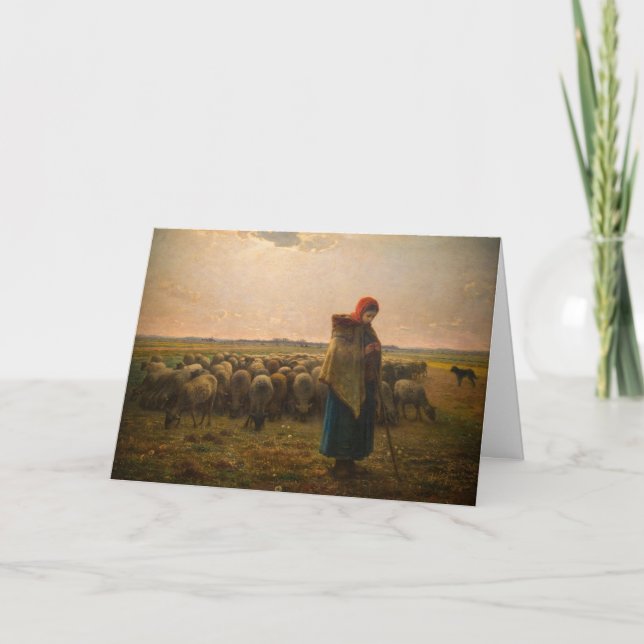 Jean-Francois Millet - Shepherdess and Flock 1863 Card (Front)
