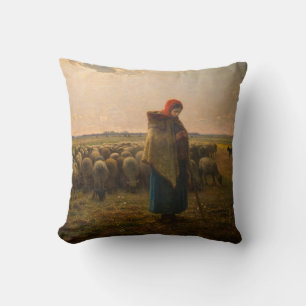 Jean-Francois Millet - Shepherdess and Flock 1863 Cushion