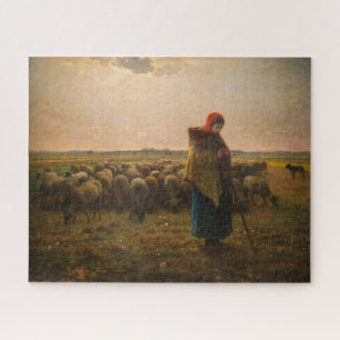 Jean-Francois Millet - Shepherdess and Flock 1863 Jigsaw Puzzle