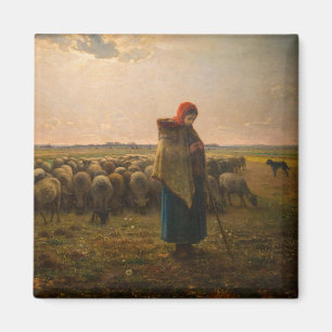 Jean-Francois Millet - Shepherdess and Flock 1863 Magnet