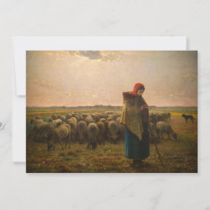 Jean-Francois Millet - Shepherdess and Flock 1863 Thank You Card