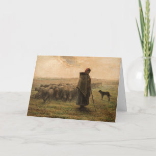 Jean-Francois Millet - Shepherdess and Flock 1865 Card