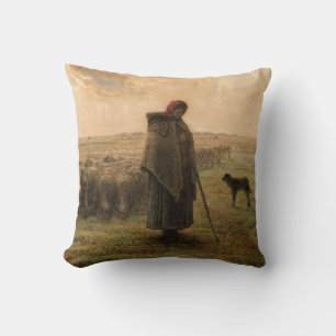 Jean-Francois Millet - Shepherdess and Flock 1865 Cushion