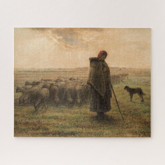 Jean-Francois Millet - Shepherdess and Flock 1865 Jigsaw Puzzle (Horizontal)