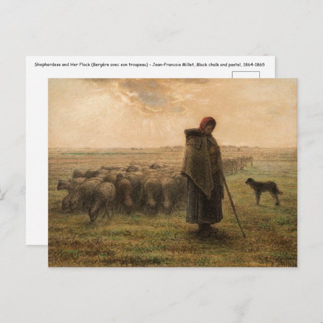 Jean-Francois Millet - Shepherdess and Flock 1865 Postcard (Front/Back)
