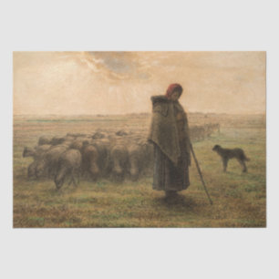 Jean-Francois Millet - Shepherdess and Flock 1865 Tissue Paper