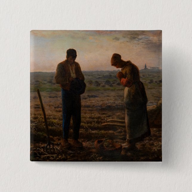 Jean-Francois Millet - The Angelus 15 Cm Square Badge (Front)