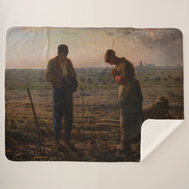 Jean-Francois Millet - The Angelus Sherpa Blanket (Front (Horizontal))