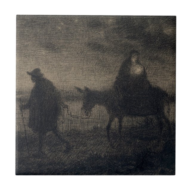 Jean-Francois Millet - The Flight Into Egypt Ceramic Tile (Front)