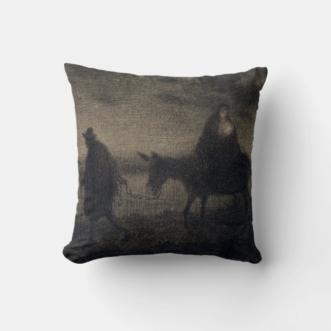 Jean-Francois Millet - The Flight Into Egypt Cushion (Front)