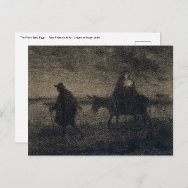 Jean-Francois Millet - The Flight Into Egypt Postcard (Front/Back)