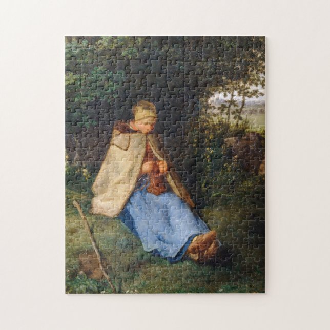 Jean-Francois Millet - The Knitter Jigsaw Puzzle (Vertical)