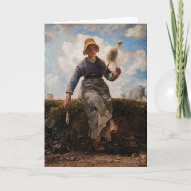 Jean-Francois Millet - The Spinner Girl Card (Front)