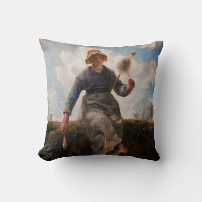 Jean-Francois Millet - The Spinner Girl Cushion (Front)