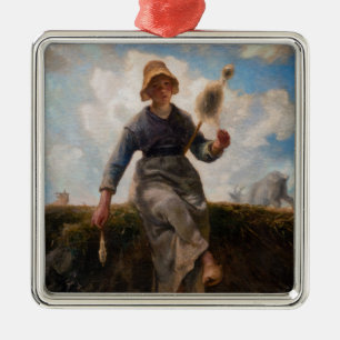 Jean-Francois Millet - The Spinner Girl Metal Ornament