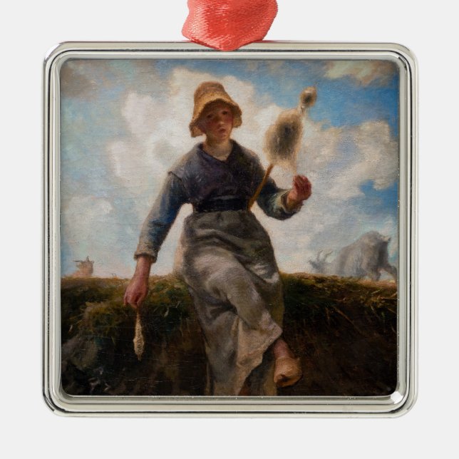 Jean-Francois Millet - The Spinner Girl Metal Ornament (Front)
