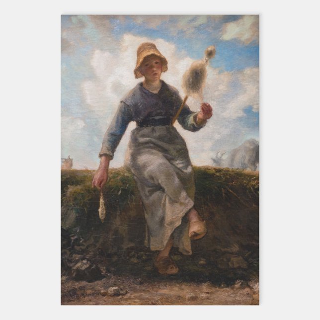 Jean-Francois Millet - The Spinner Girl Wrapping Paper Sheet (Creator Uploaded)
