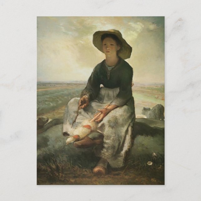 Jean-Francois Millet- The Young Shepherdess Postcard (Front)