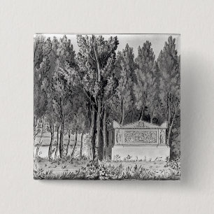 Jean-Jacques Rousseau's tomb at Ermenonville 15 Cm Square Badge