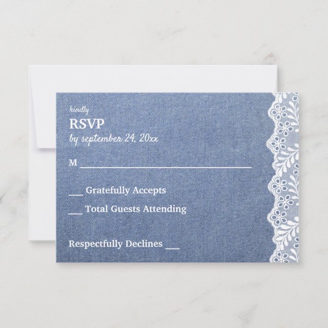 Jean & Lace no Meal RSVP Card (Front)