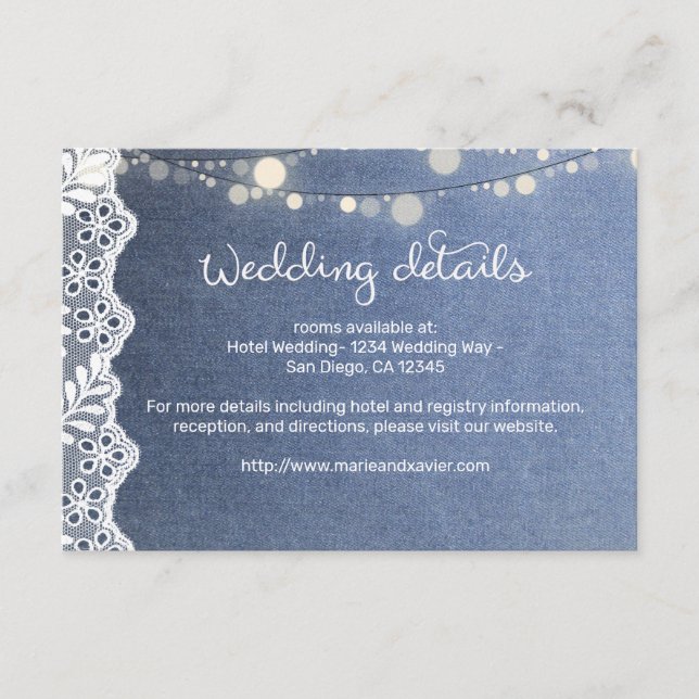 Jean & Lace Wedding Details V2 Enclosure Card (Front)