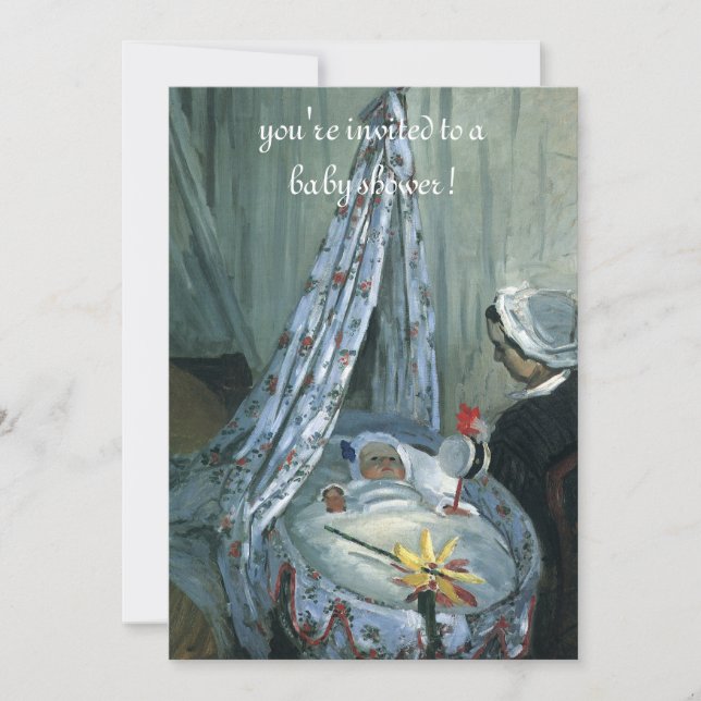 Jean Monet in Cradle by Claude Monet, Baby Shower Invitation (Front)