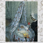Jean Monet in His Cradle by Claude Monet Jigsaw Puzzle<br><div class="desc">Jean Monet in His Cradle (1867) by Claude Monet is a vintage impressionism fine art family portrait painting. The artist's son as a baby sleeping in his cradle. His mother or nanny is looking at him while he sleeps in his bassinet in the nursery. About the artist: Claude Monet (1840-1926)...</div>