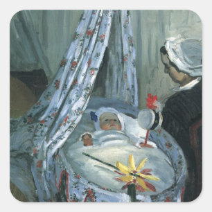 Jean Monet in His Cradle by Claude Monet Square Sticker
