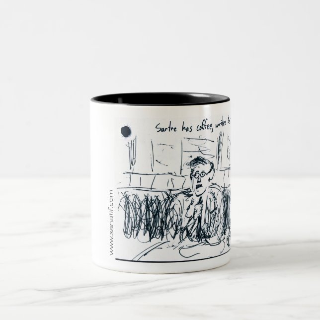 Jean Paul Sartre 1 Two-Tone Coffee Mug (Center)