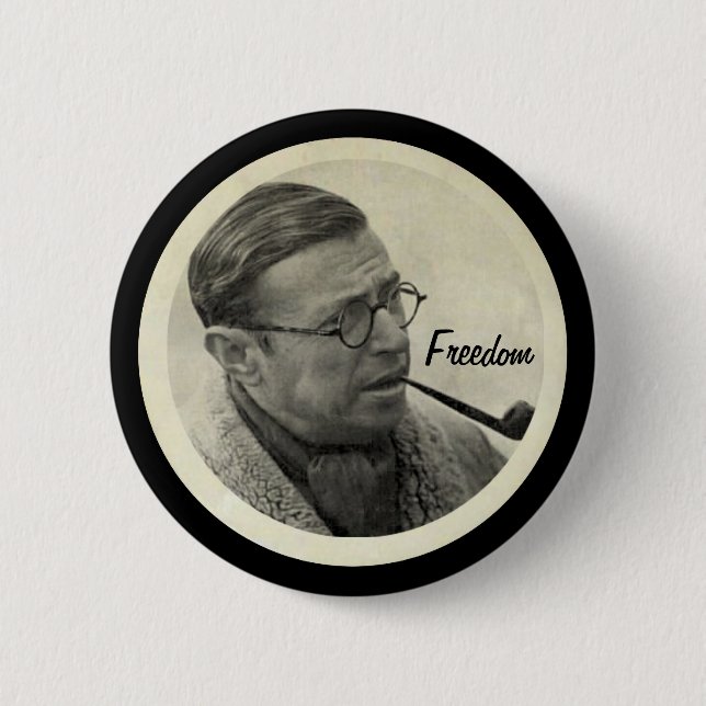 Jean-Paul Sartre 6 Cm Round Badge (Front)