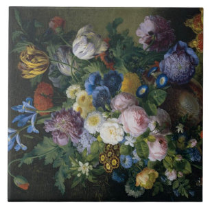 Jean-Pierre-Xavier Bidauld Still Life With Tulips Ceramic Tile