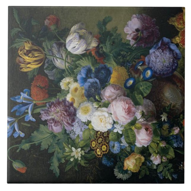 Jean-Pierre-Xavier Bidauld Still Life With Tulips Ceramic Tile (Front)