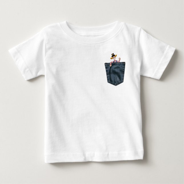 Jean Pocket Peek-a-boo Clown Baby T-Shirt (Front)