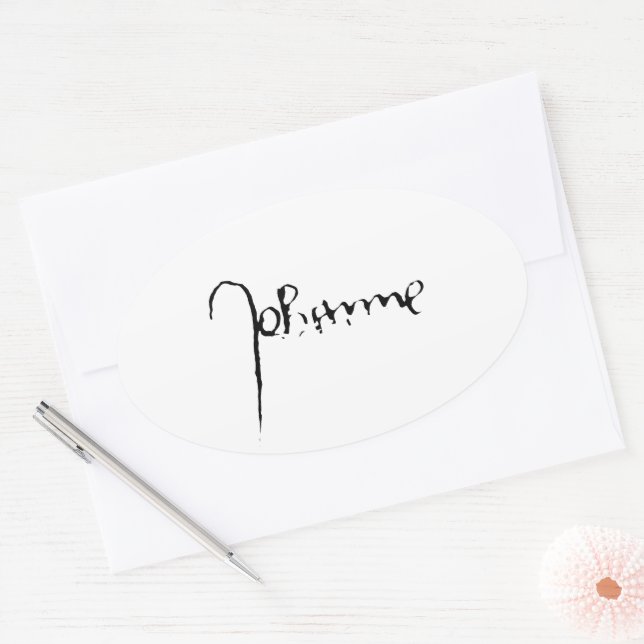 Jeanne d'Arc Saint Joan Saint Johanna Signature Oval Sticker (Envelope)