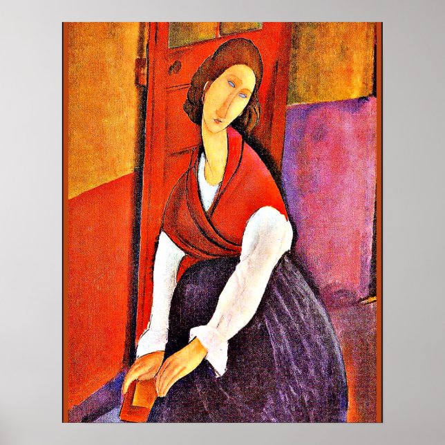 Jeanne Hebuterne in a Red Shawl by Modigliani Poster (Front)