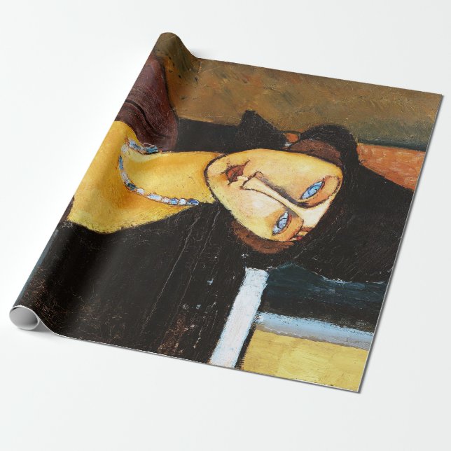 Jeanne Hebuterne with Hat and Necklace, Modigliani Wrapping Paper (Unrolled)