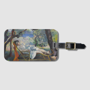 Jeanne Resting in a Beautiful Mediterranean Garden Luggage Tag