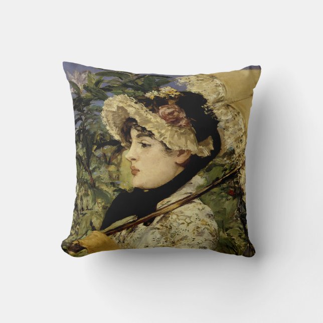 Jeanne: Spring 1881 by Manet Cushion (Front)