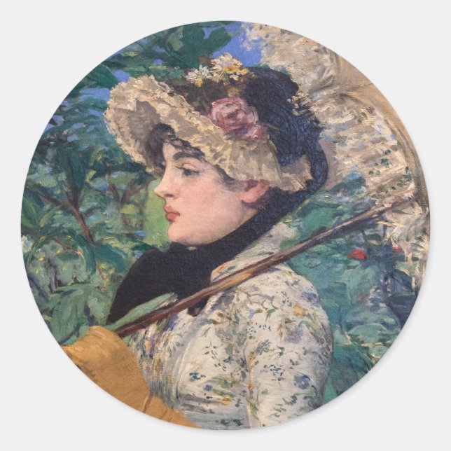 Jeanne (Spring)  By Édouard Manet Classic Round Sticker (Front)