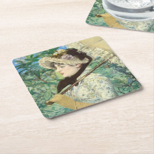 Jeanne (Spring) Edouard Manet  Square Paper Coaster (Angled)