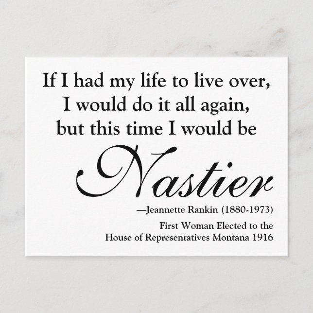 Jeannette Rankin 'Nasty Woman' Quote Postcard (Front)