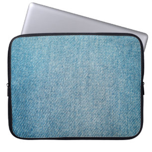 Jeans background. Perspective and closeup view to Laptop Sleeve
