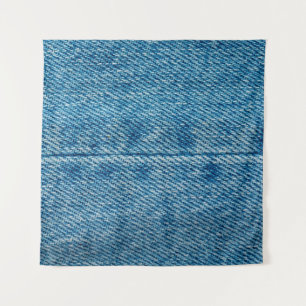 Jeans close up background. Denim stitching. Blue f Tapestry